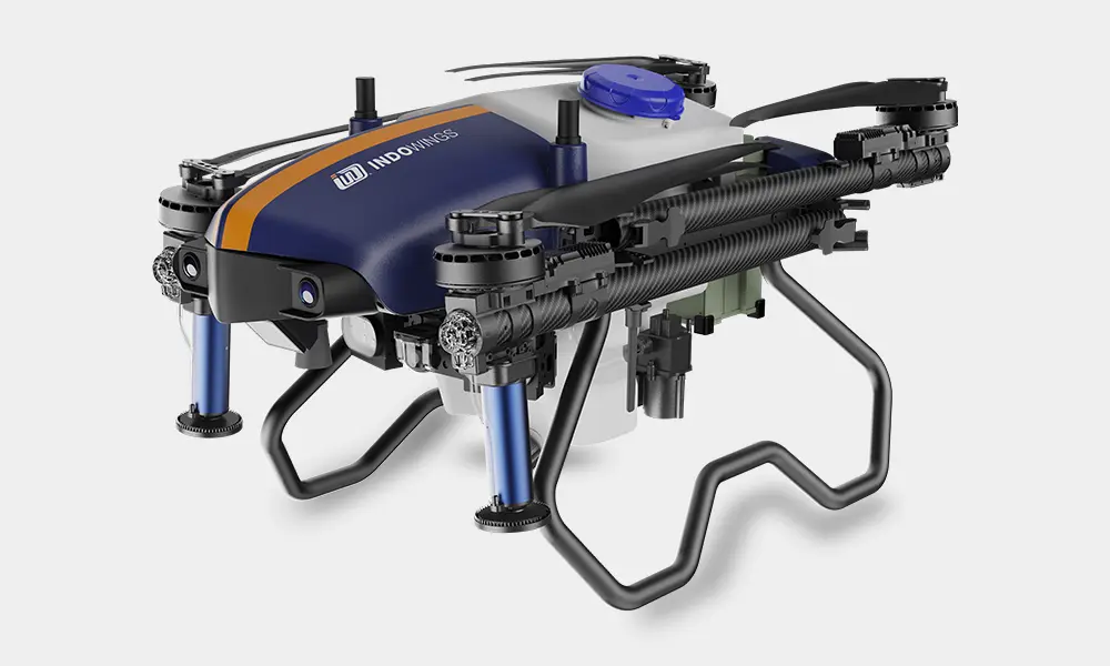Agriculture Drone in black and white colored has placed on white colored background
